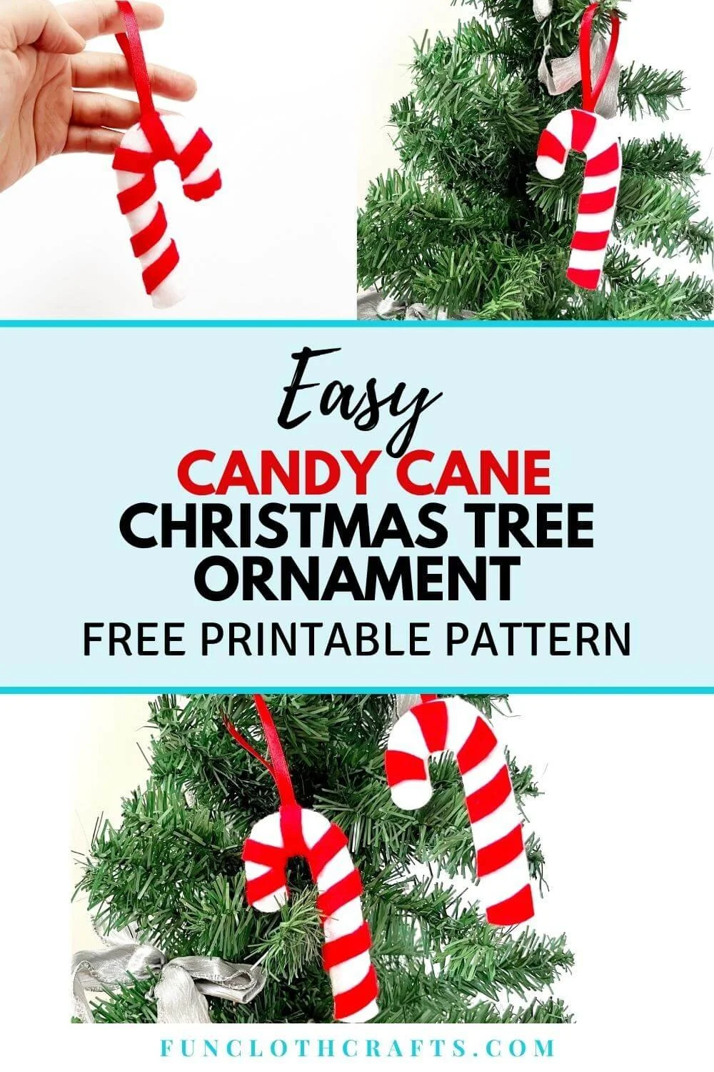 DIY Candy Cane Ornaments from Felt (Free Pattern) | Fun Cloth Crafts ...